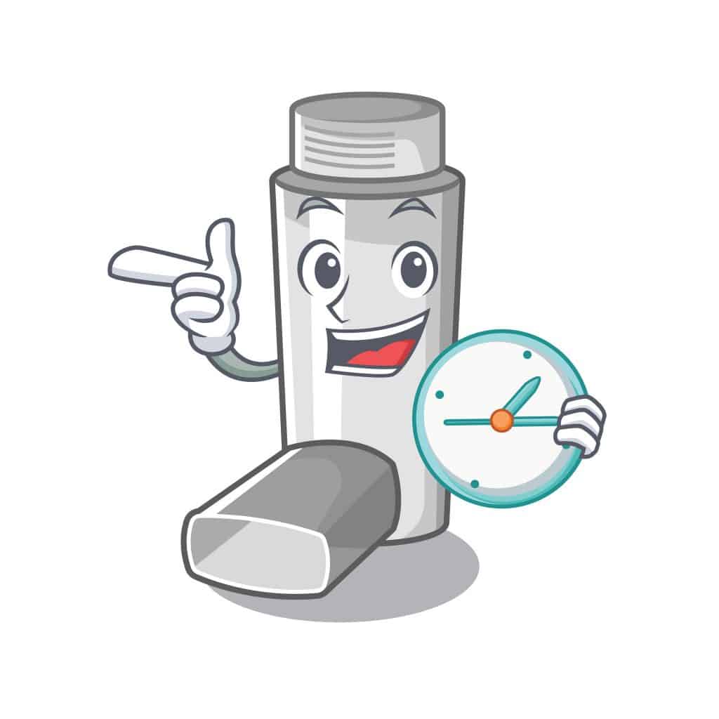 An image of an Inhaler holding a clock, symbolizing smart inhalers
